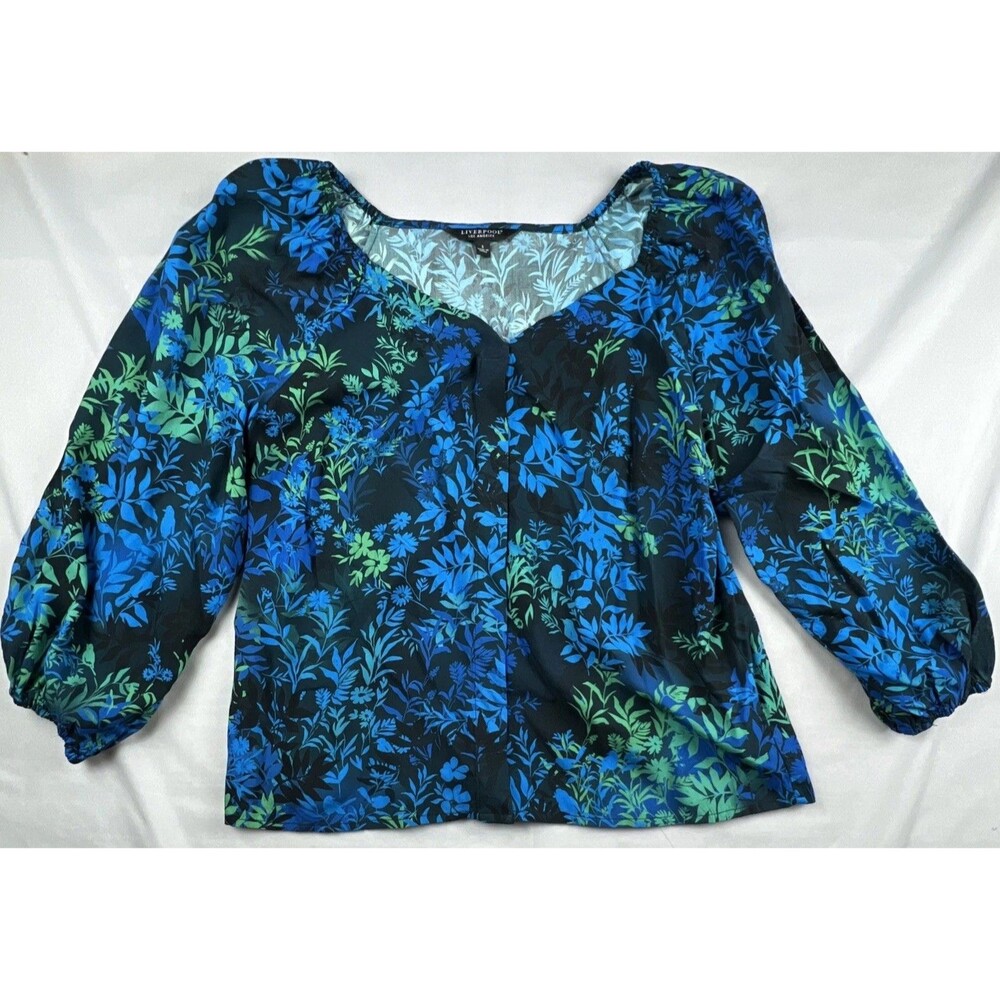 Liverpool Los Angeles 100% Rayon 3/4 Sleeve Sweetheart Neck Woven Blouse Small